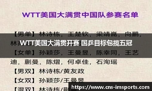 WTT美国大满贯开赛 国乒目标包揽五冠